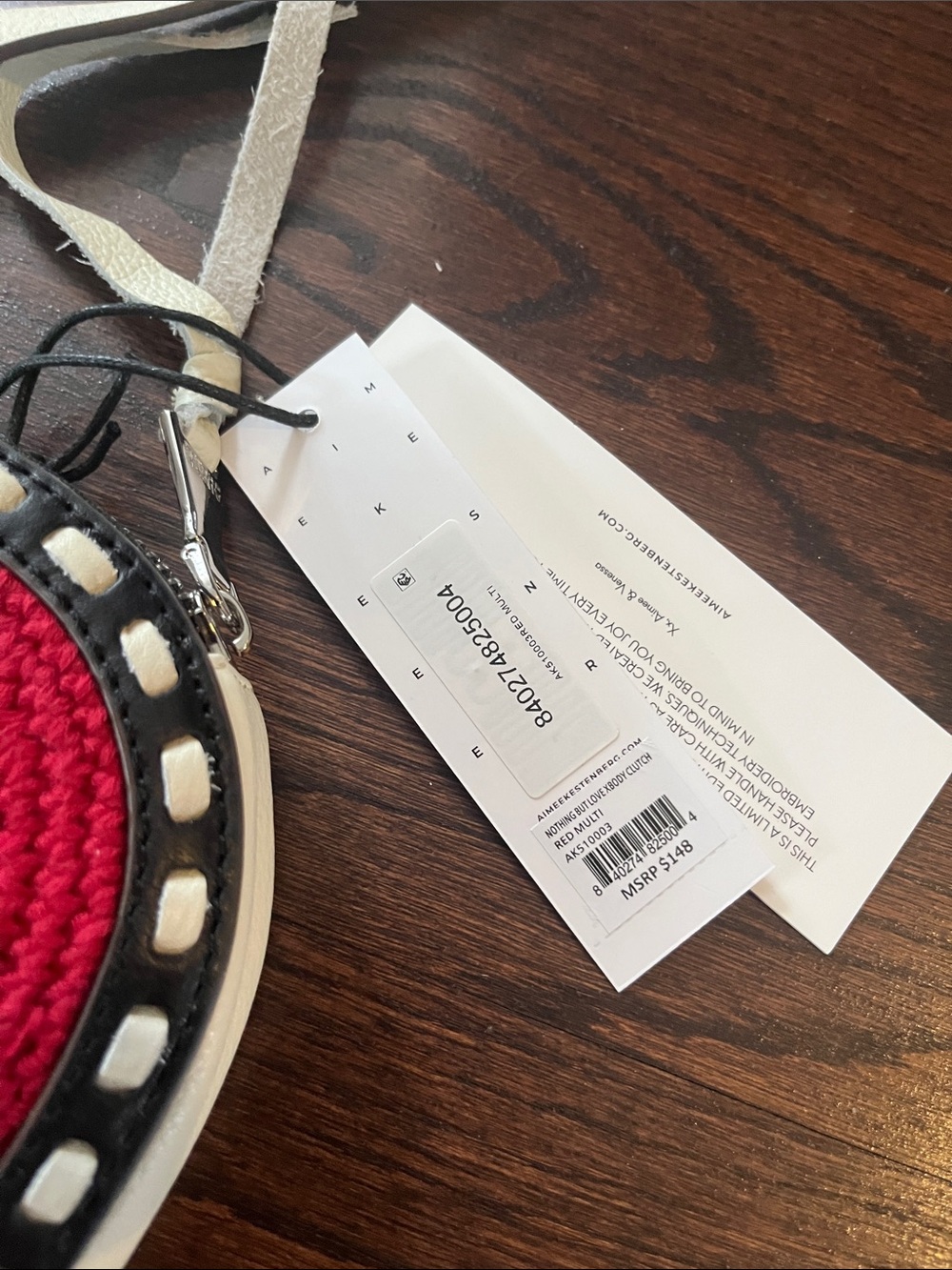 Aimee K Red Heart-Shaped Crossbody Bag with White Trim new w tags!! - Picture 6 of 7
